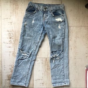 Distressed Denim Blue Jeans, Carmar Denim LF